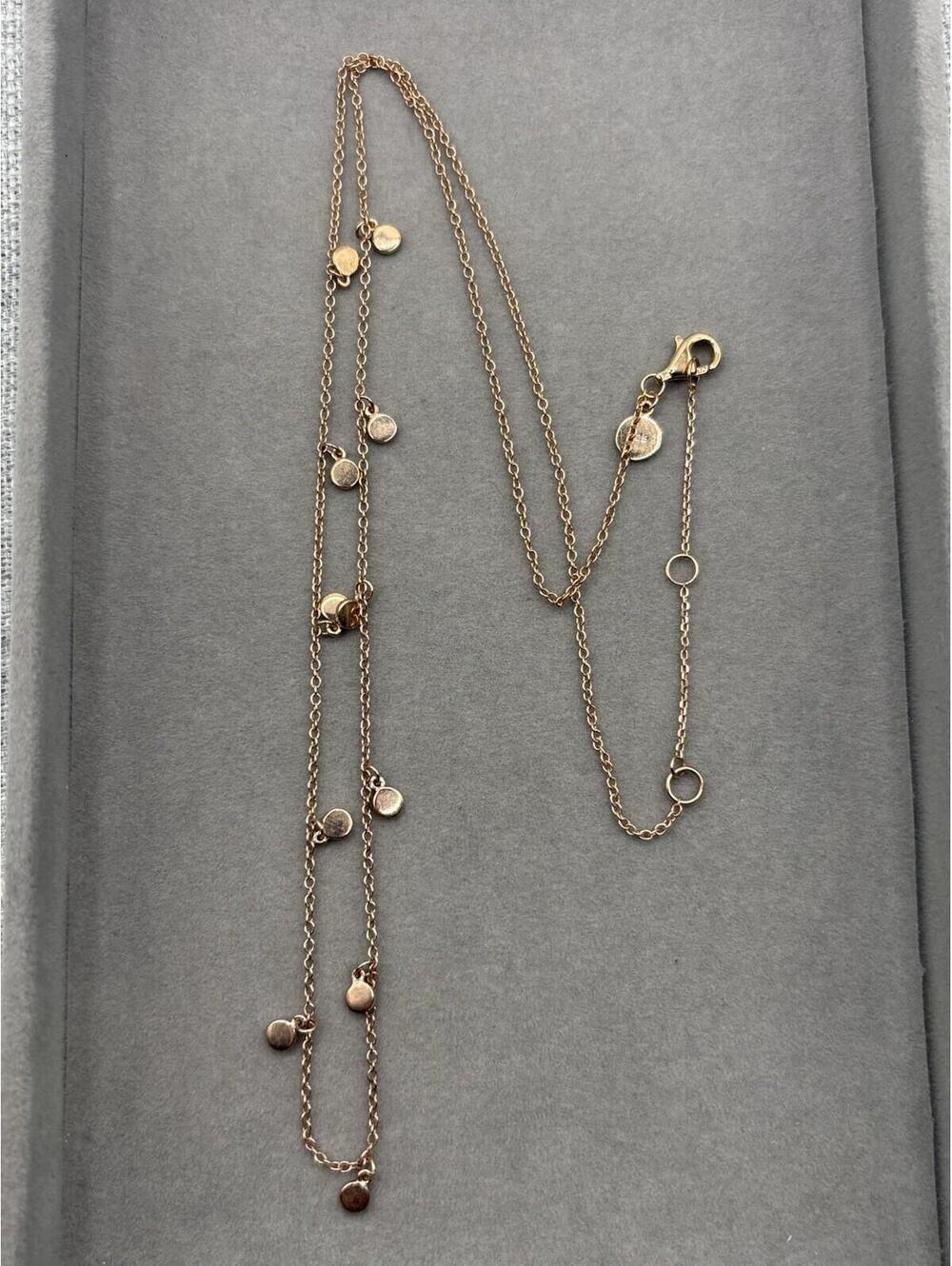 J. Crew 925 Sterling Silver Gold Vermeil Dainty Disc Station Necklace